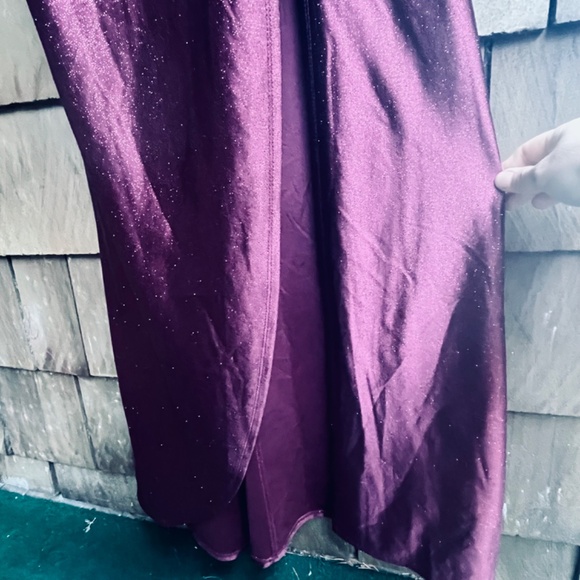 Honey and Rosie Junior M Glitter Pleated Side Slit Long Cherry Strap Dress - Picture 10 of 17